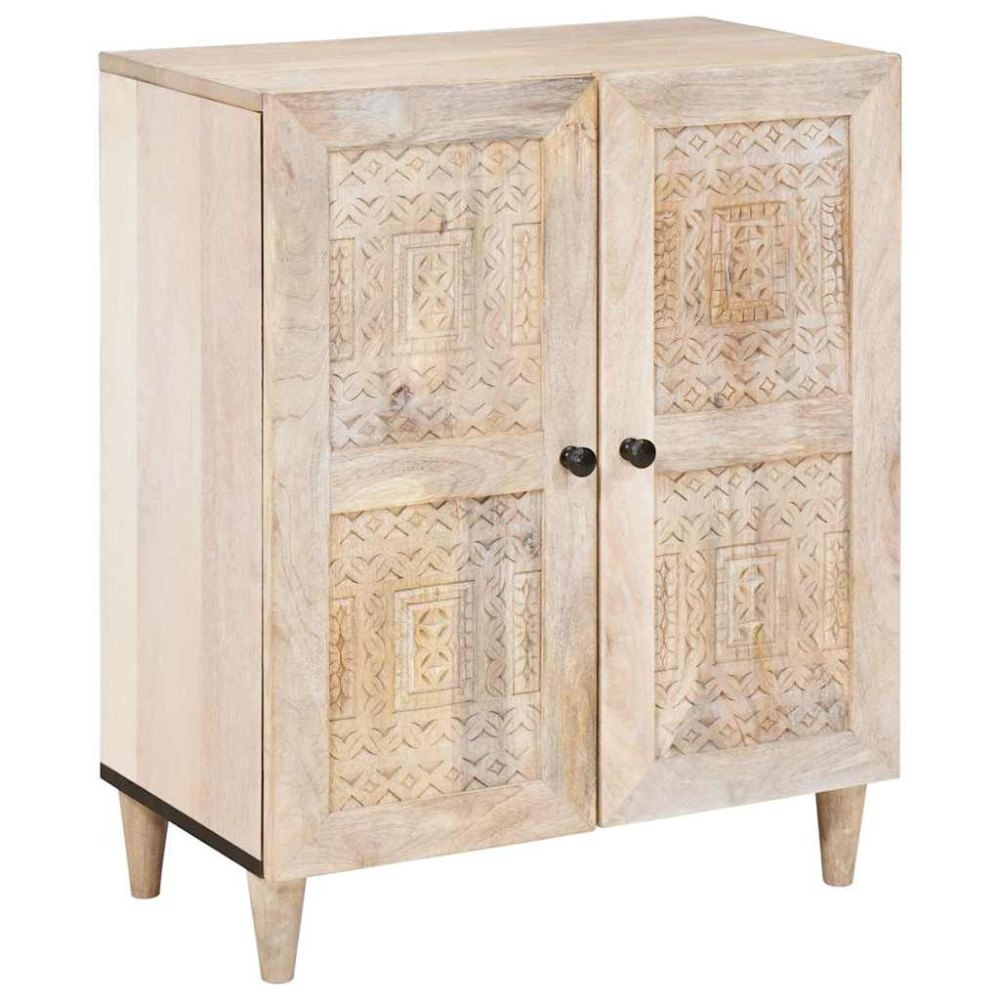 vidaXL Sideboard med hylla Vit 60 x 33 x 75 cm massivt mangoträ