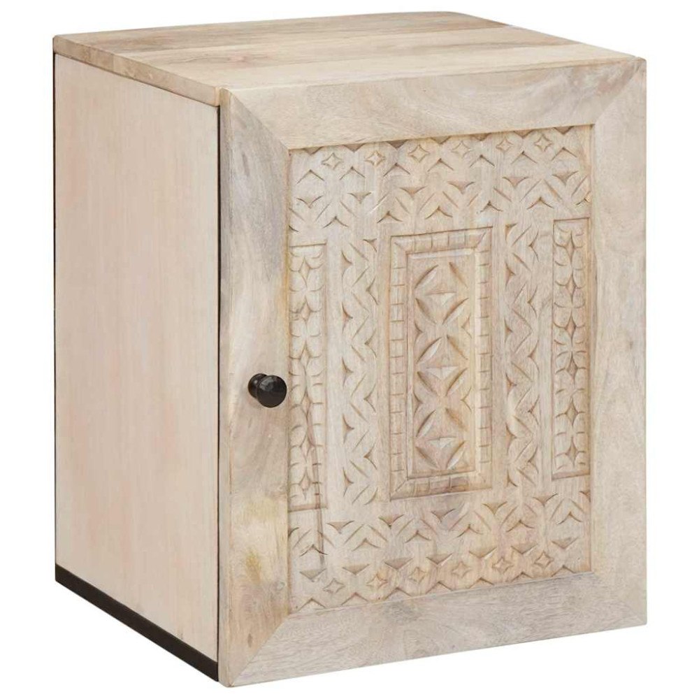 vidaXL Badrumsskåp med dörr Vit 38 x 33.5 x 160 cm Massivt Mango Trä