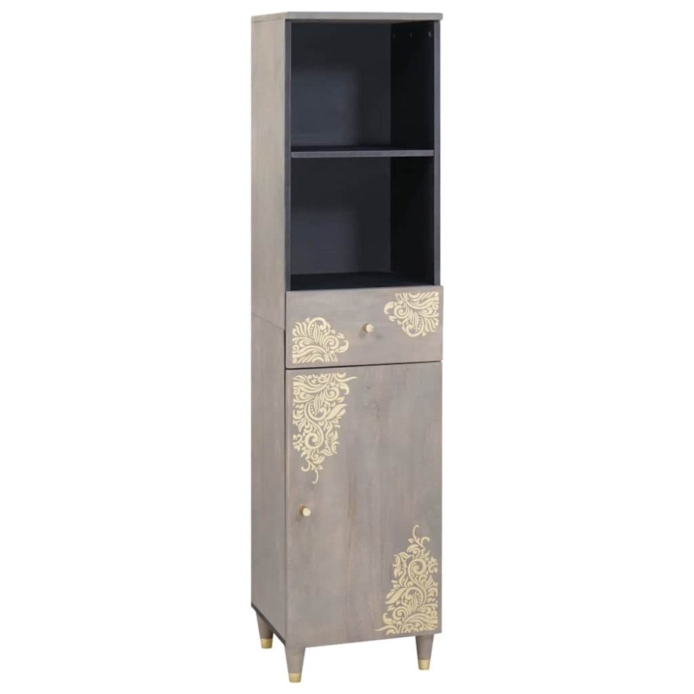 vidaXL Sideboard med låda Grå 38 x 33.5 x 160 cm Massivt Mangoträ