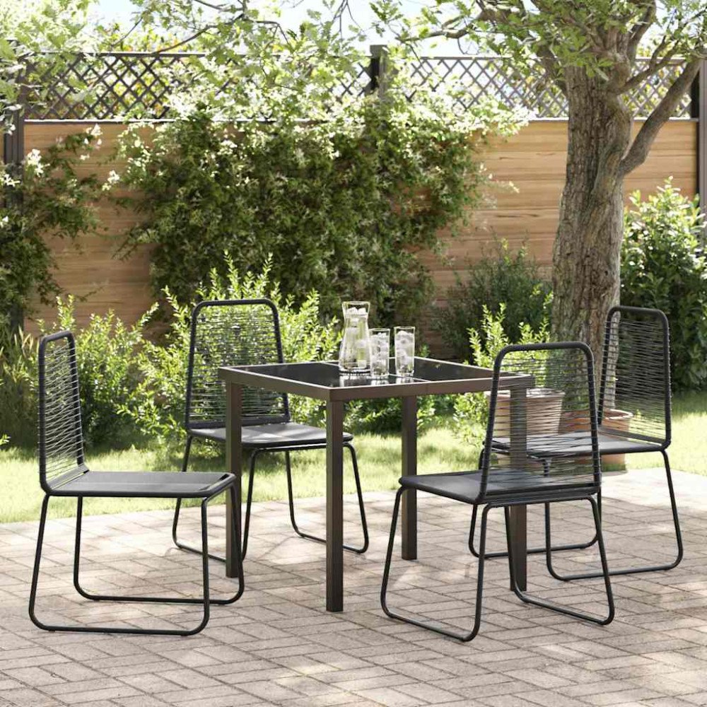 vidaXL Trädgårdsmöbelset 5 pcs Svart Pulverlackerat stål