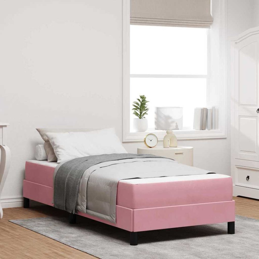 vidaXL Bäddfjäder med madrass Rosa 80 x 210 cm tyg
