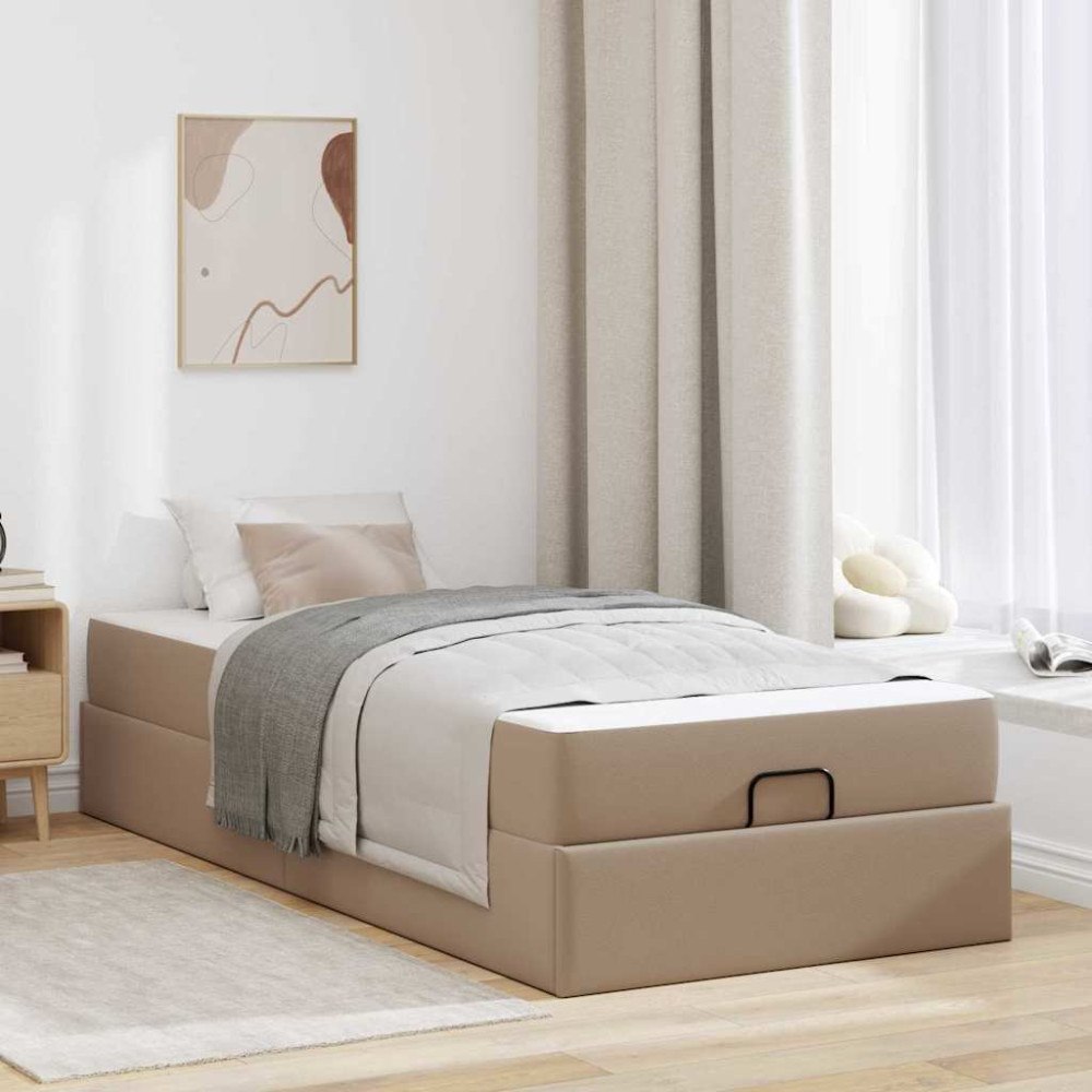 vidaXL Sängram med madrass Cappuccino 100 x 200 cm Konstläder