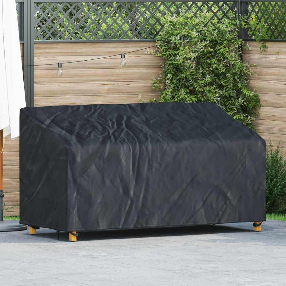 vidaXL Trädgårdsbänkskydd Svart 205 x 85 x 65 / 94 cm 600D tyg