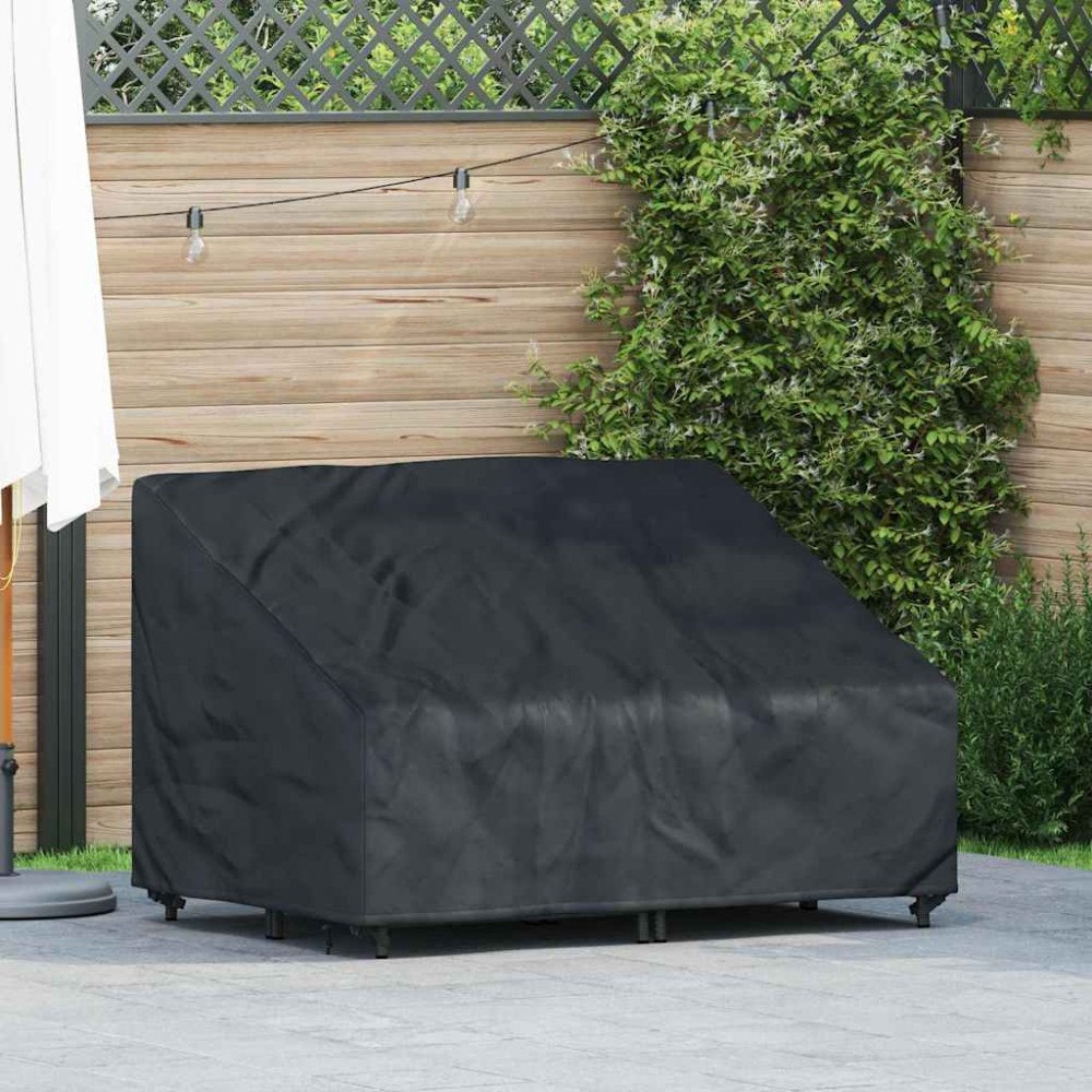 vidaXL Trädgårdsbänkskydd Svart 130 x 95 x 40 / 80 cm 600D tyg