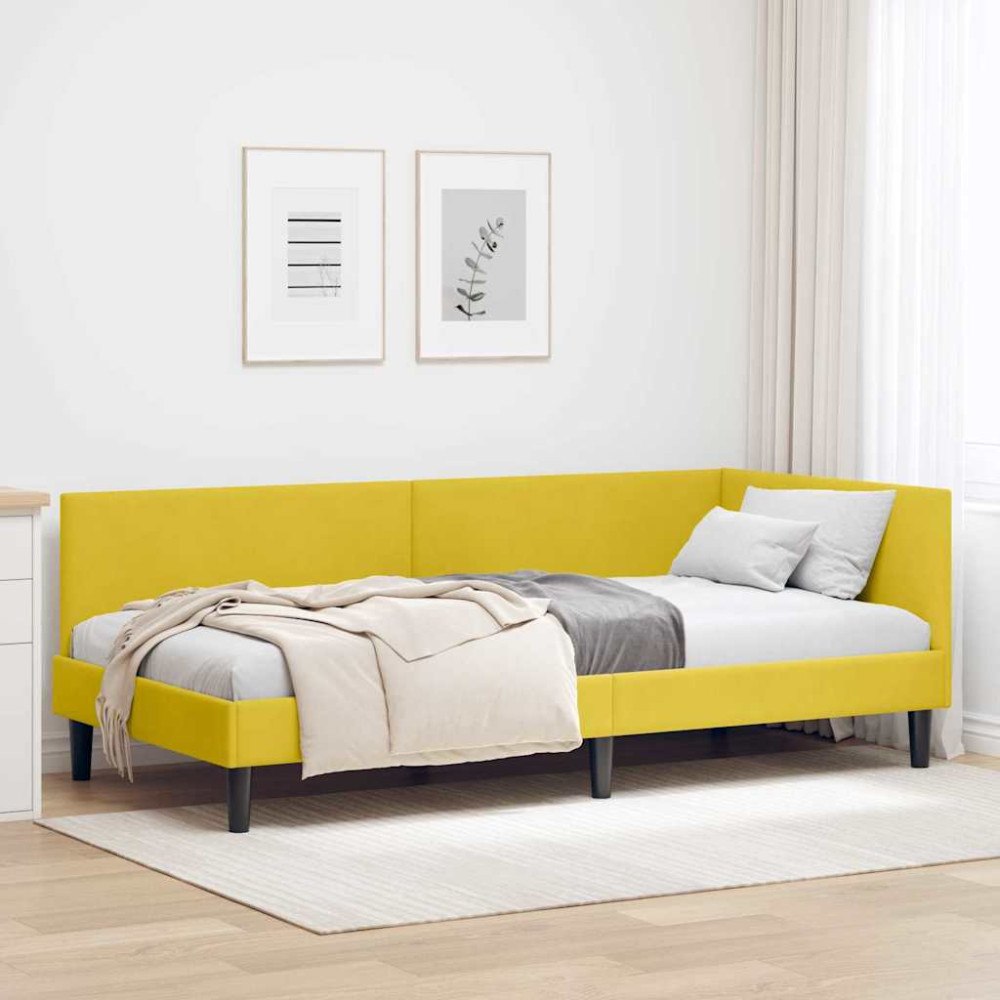 vidaXL Hörn Sängram Övrigt Gul 90 x 200 cm Sammet och konstruerat trä