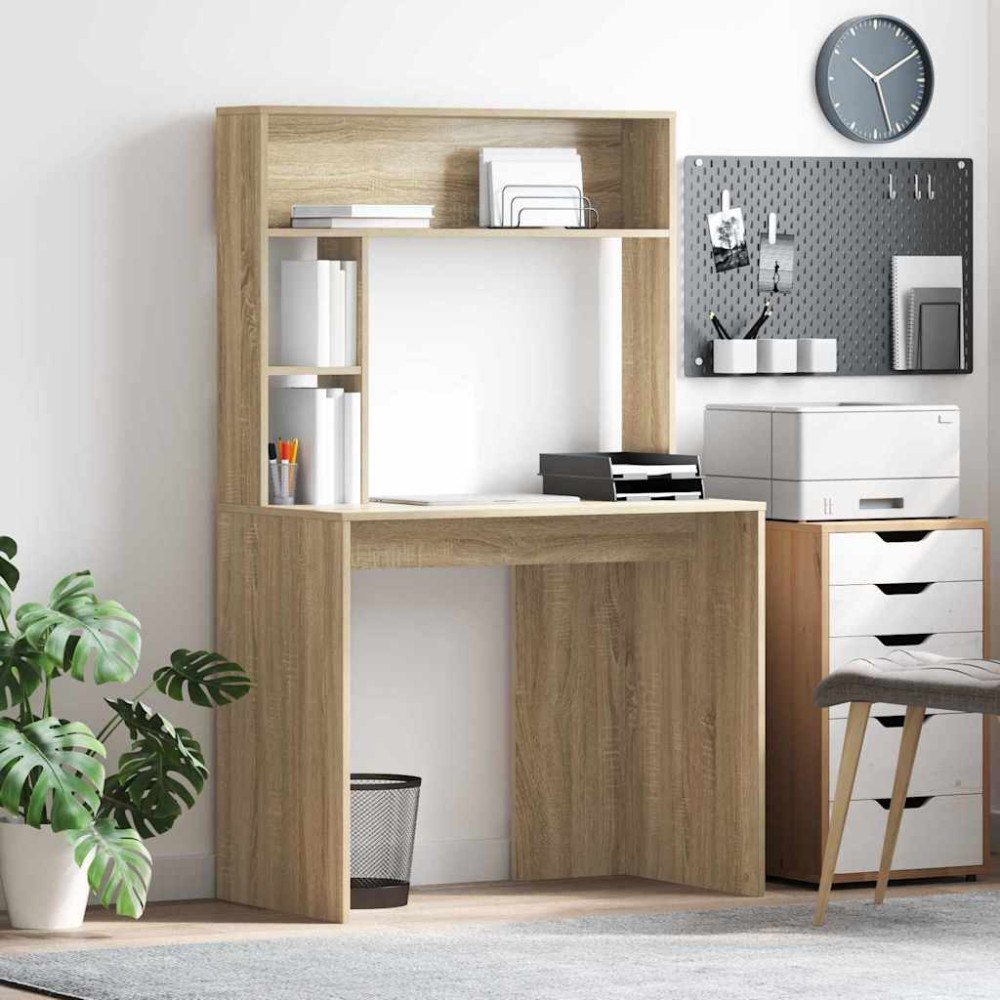 vidaXL Skrivbord med hylla Sonoma ek 91 x 50 x 149 cm Konstruerat trä