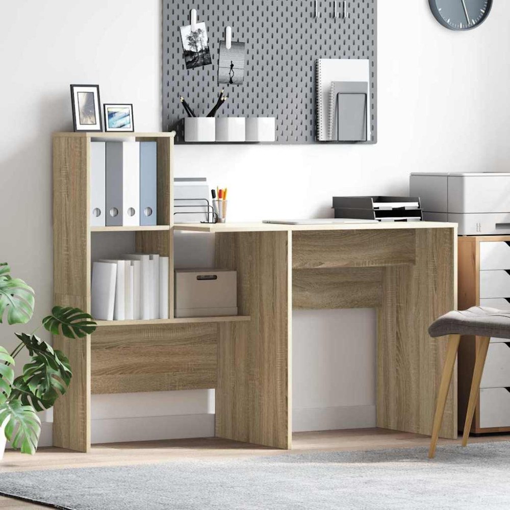 vidaXL Skrivbord Sonoma ek 131.5 x 50 x 106.5 cm Konstruerat trä
