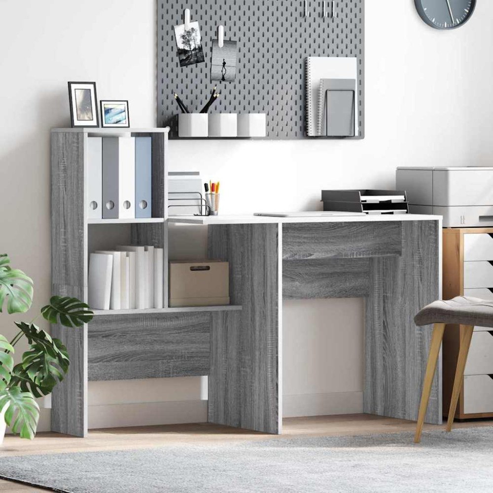 vidaXL Skrivbord Grå sonoma 131.5 x 50 x 106.5 cm Konstruerat trä