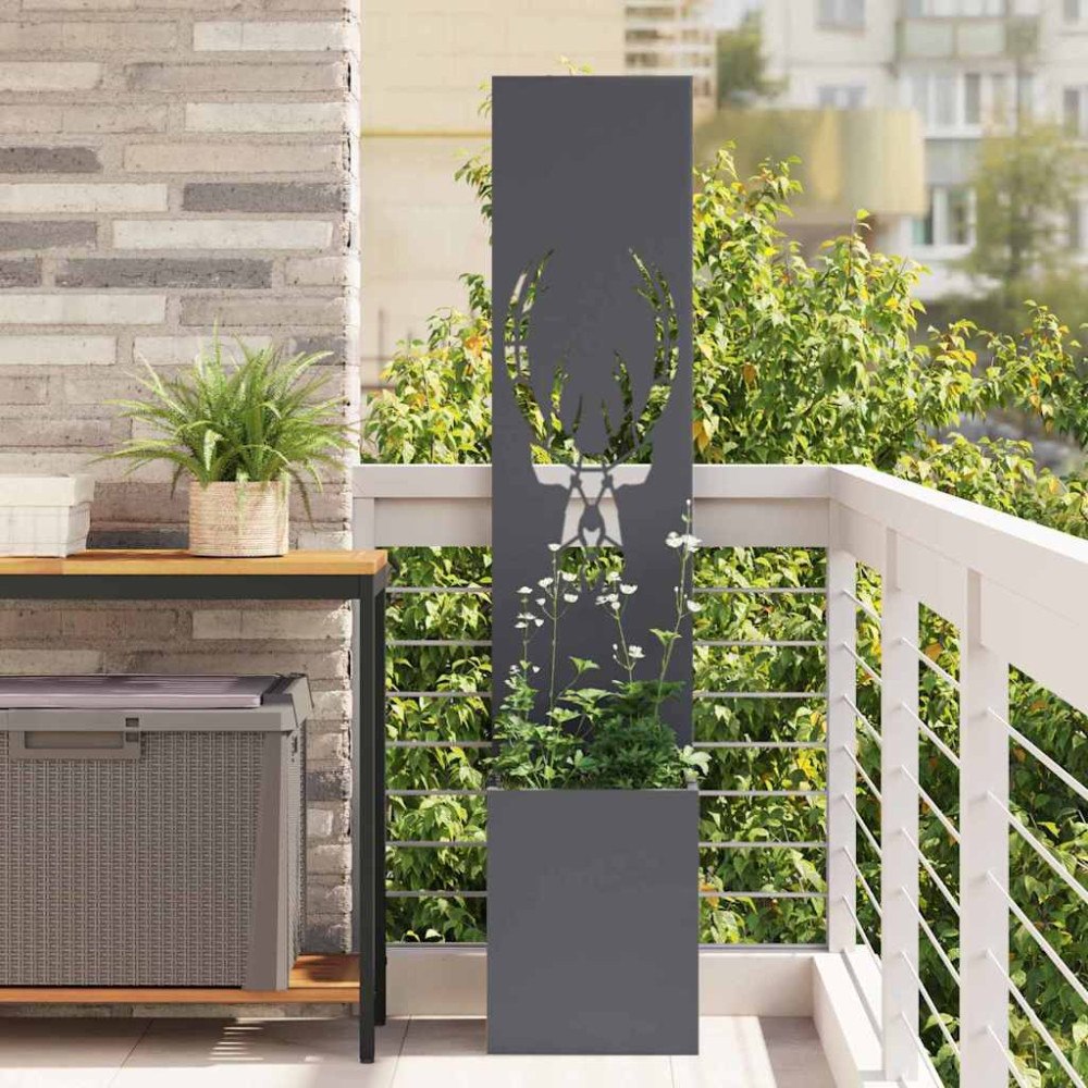 vidaXL Trädgårds integritetsskärm Antracit 32 x 140 cm Kallvalsat stål