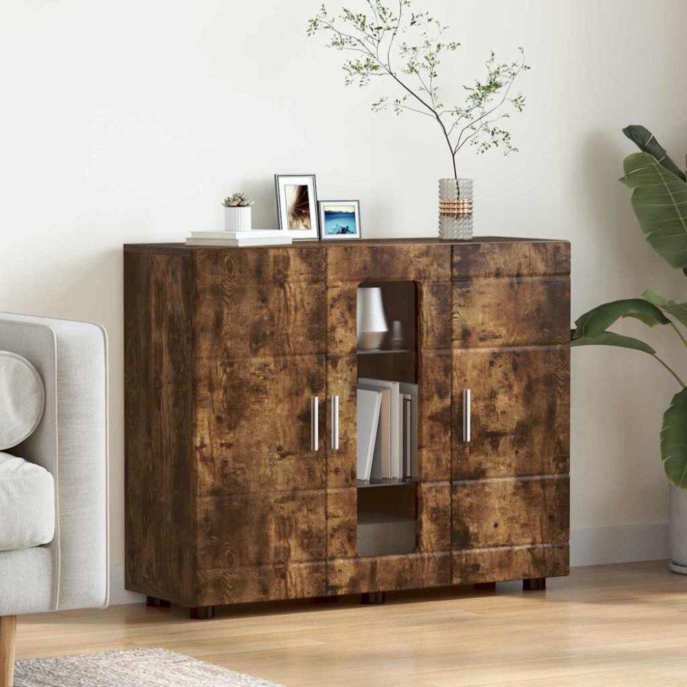 vidaXL Sideboard Rökfärgad ek 55.5 x 29 x 100 cm Konstruerat trä