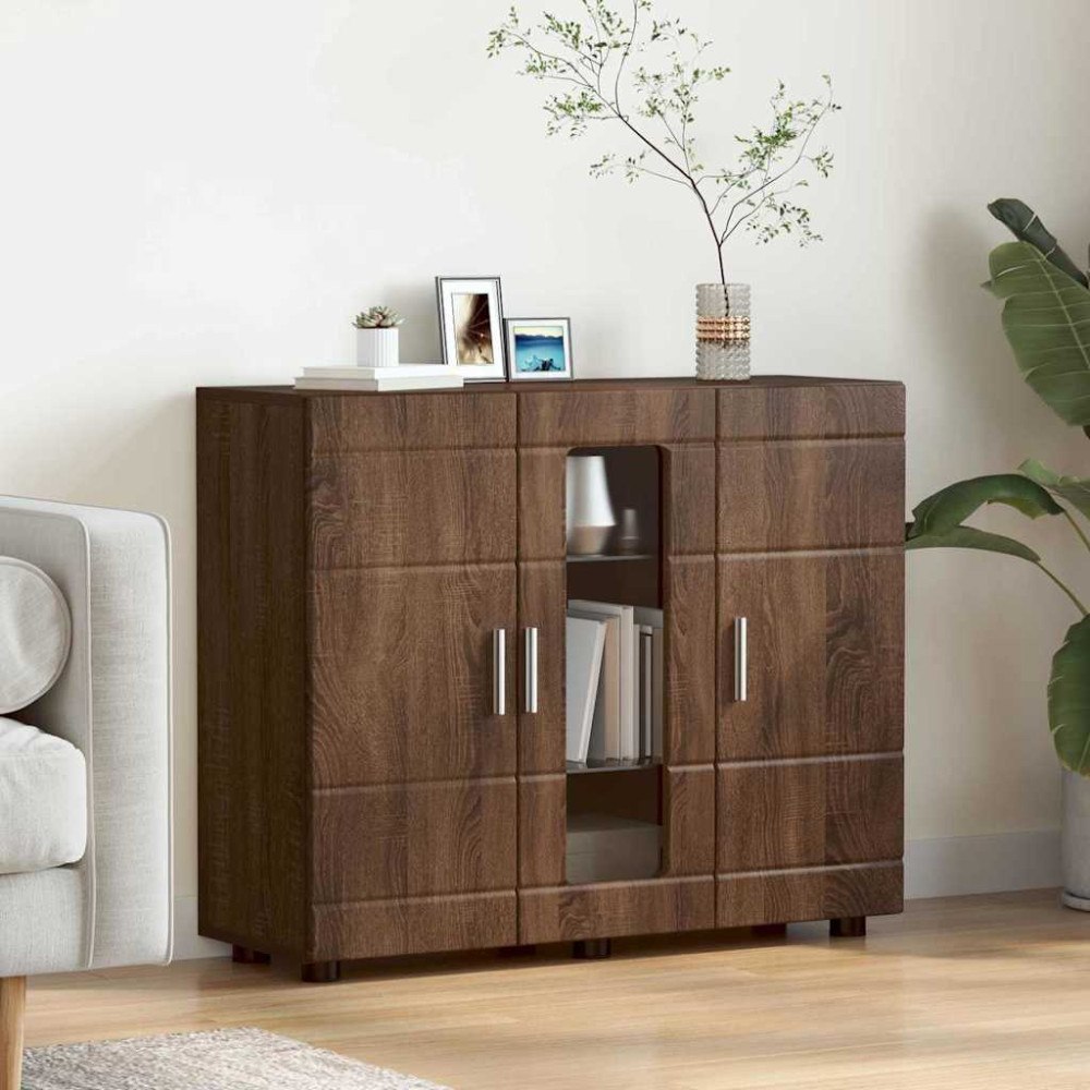 vidaXL Sideboard med hylla brun ek 55.5 x 29 x 100 cm Konstruerat trä