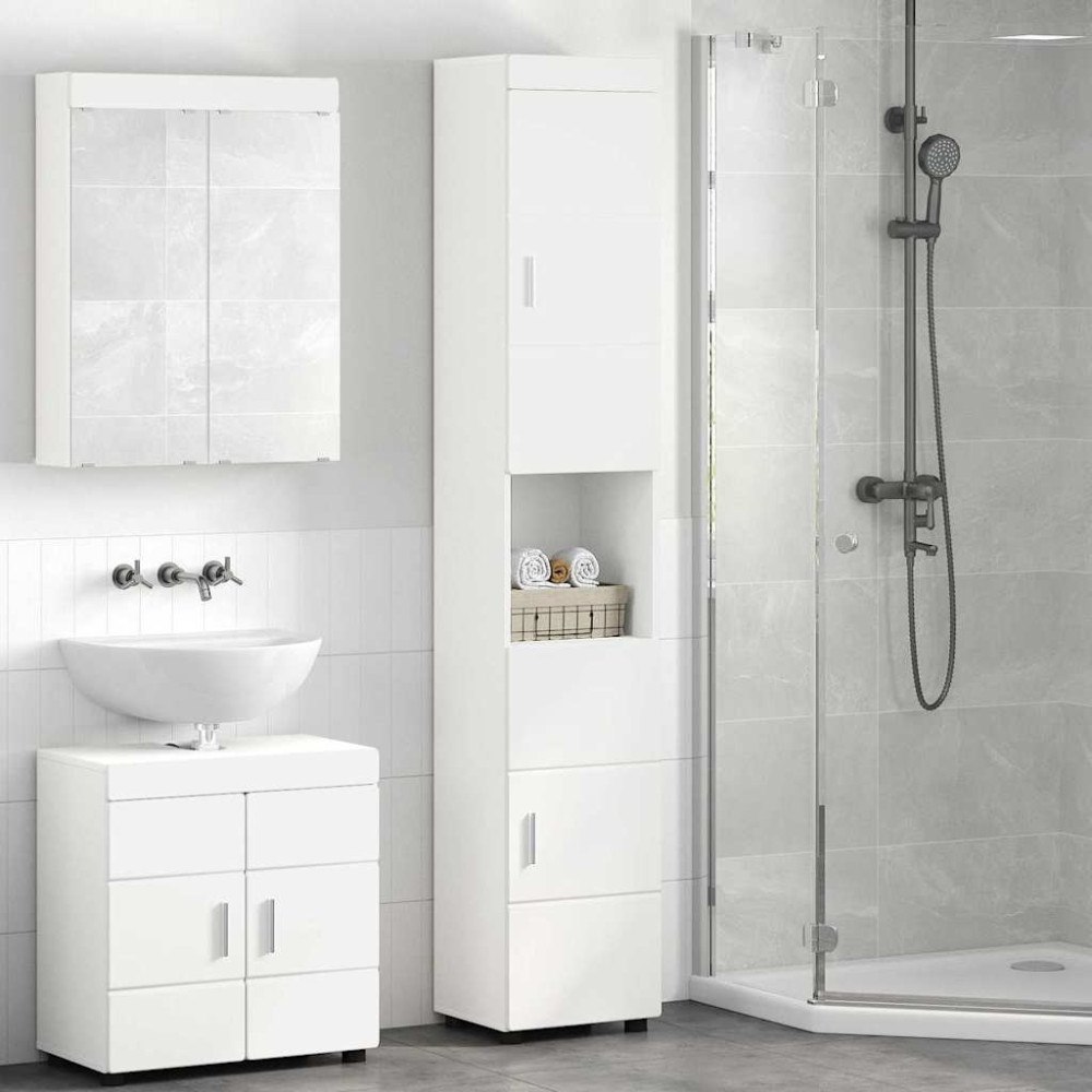 vidaXL Badrumsskåp TULUM Vit 37 x 31.5 x 203 cm Konstruerat trä
