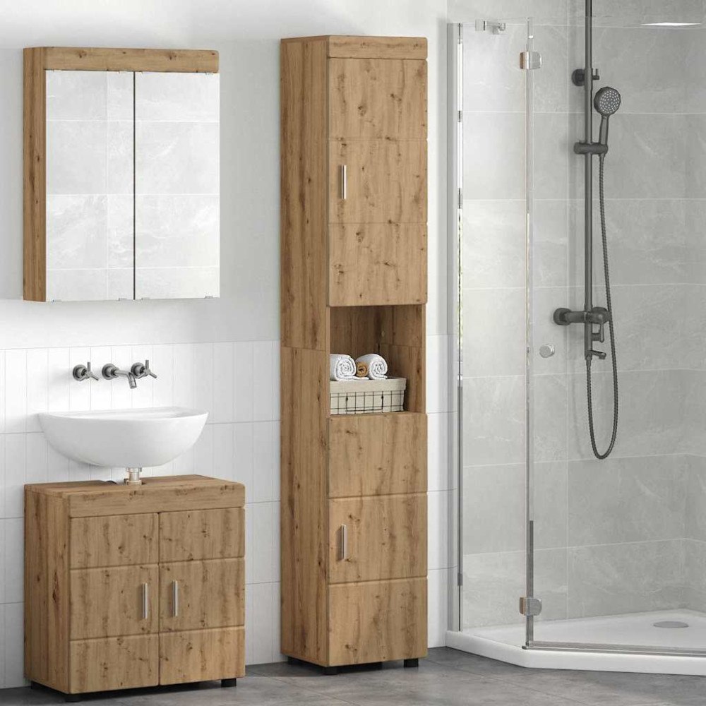 vidaXL Badrumsskåp TULUM artisan ek 37 x 31.5 x 203 cm Konstruerat trä
