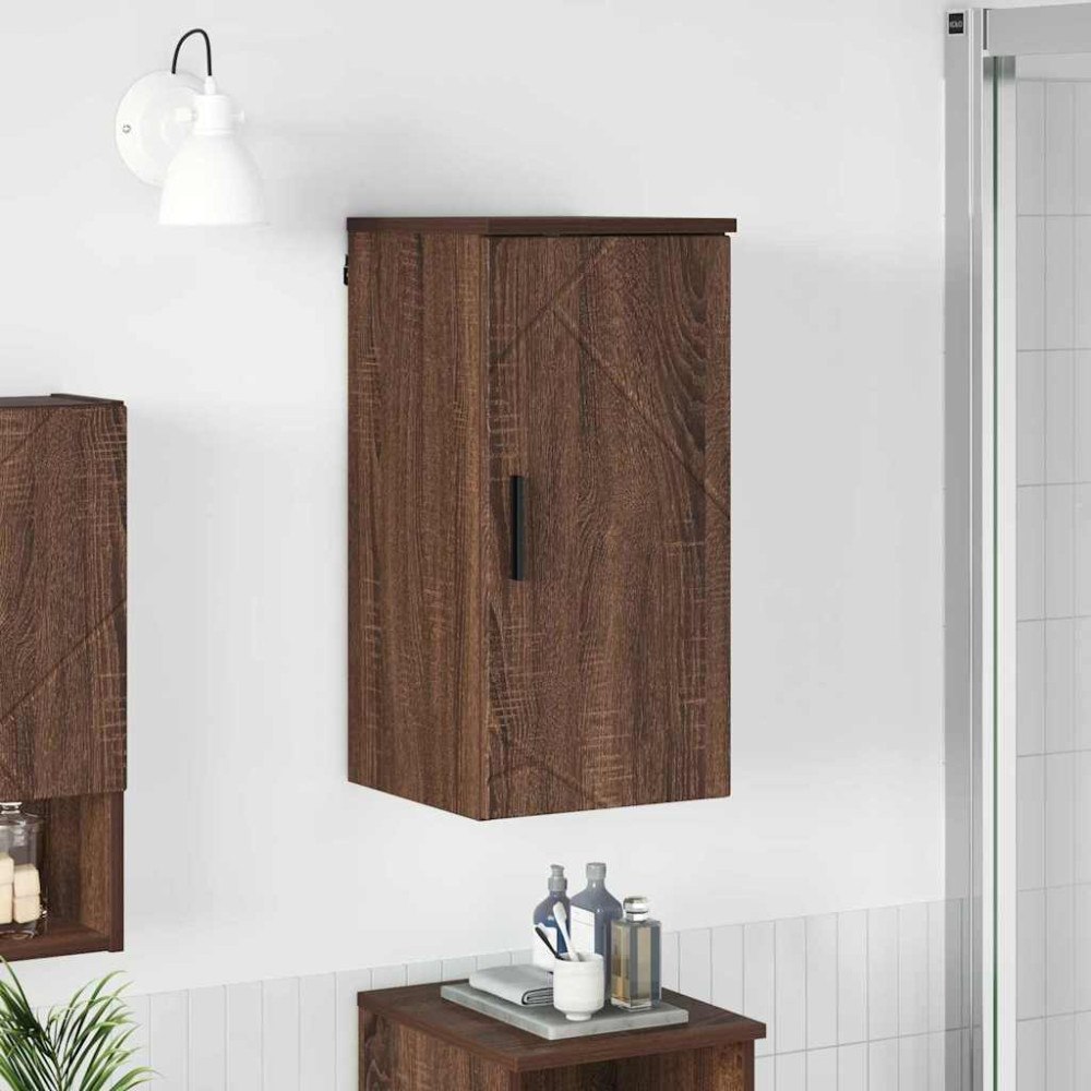 vidaXL Badrumsskåp med dörr brun ek 30 x 31.5 x 61 cm Konstruerat trä