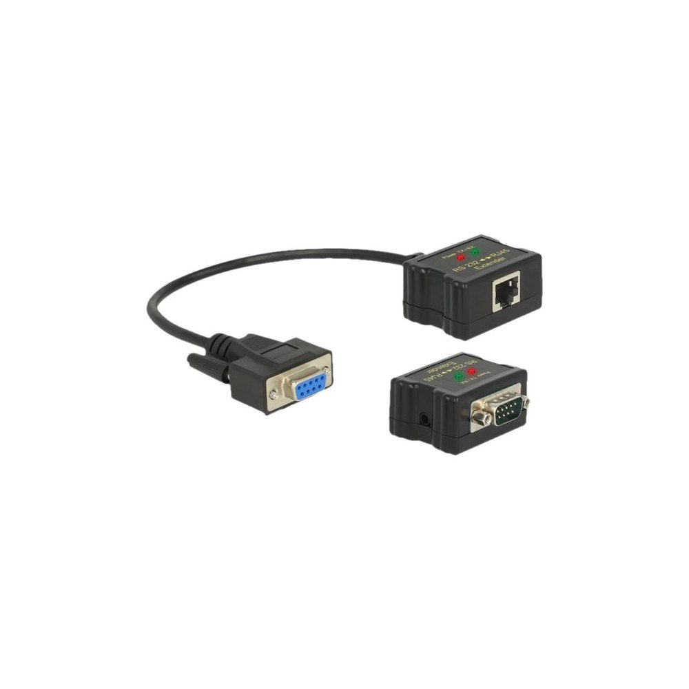 DeLOCK Delock Extender RS-232 DB9 female RJ45 female to RS-232 DB9 male RJ45 female - utökat temperaturintervall - seriell förl...