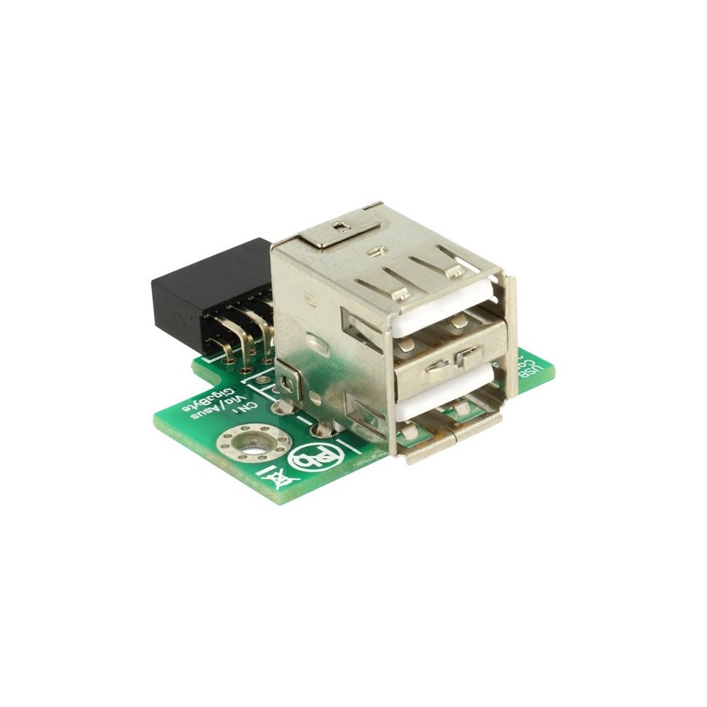 DeLOCK Delock USB Pin Header female > 2 x USB 2.0 Type-A female - up - USB-adapter - 9-stifts USB-överdel till USB