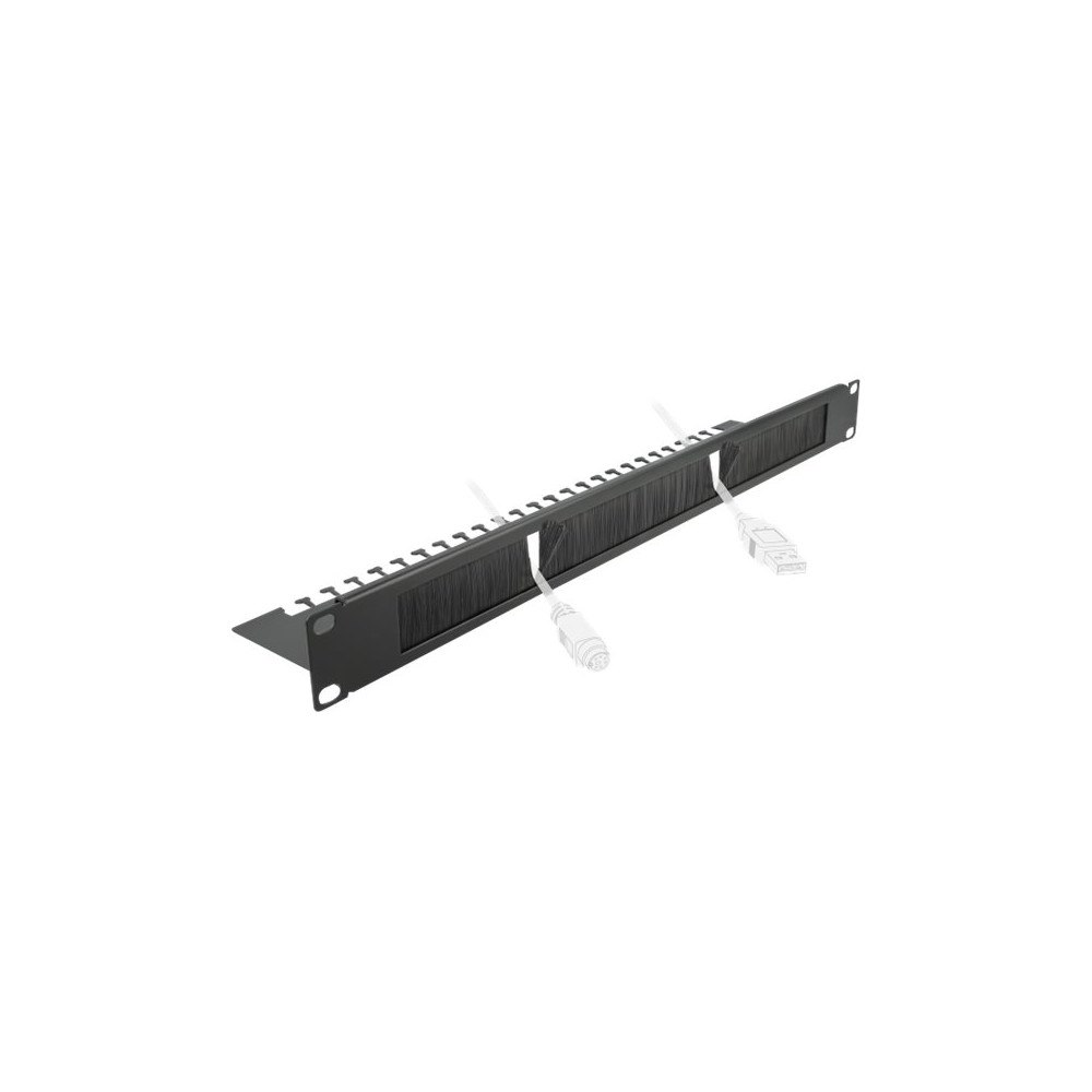 DeLOCK Delock Cable Management Brush Strip with Cable Support Plate - kabelhanteringspanel med borste för rack - 1U - 19"