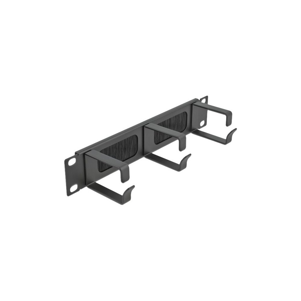 DeLOCK Delock Cable Management Brush Strip with 3 hooks - kabelhanteringspanel med borste för rack - 1U - 10"