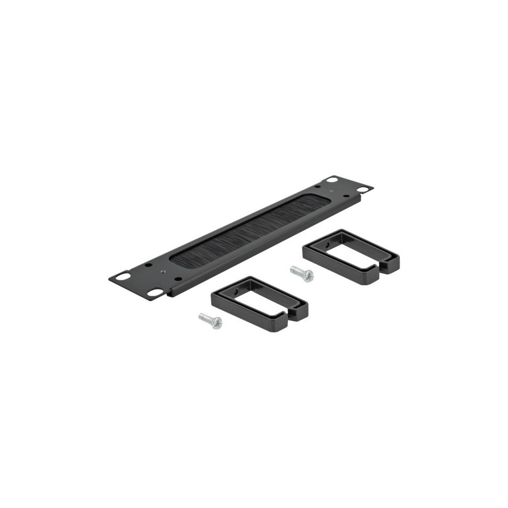 DeLOCK Delock Cable Management Brush Strip with 2 hooks - kabelhanteringspanel med borste för rack - 1U - 10"