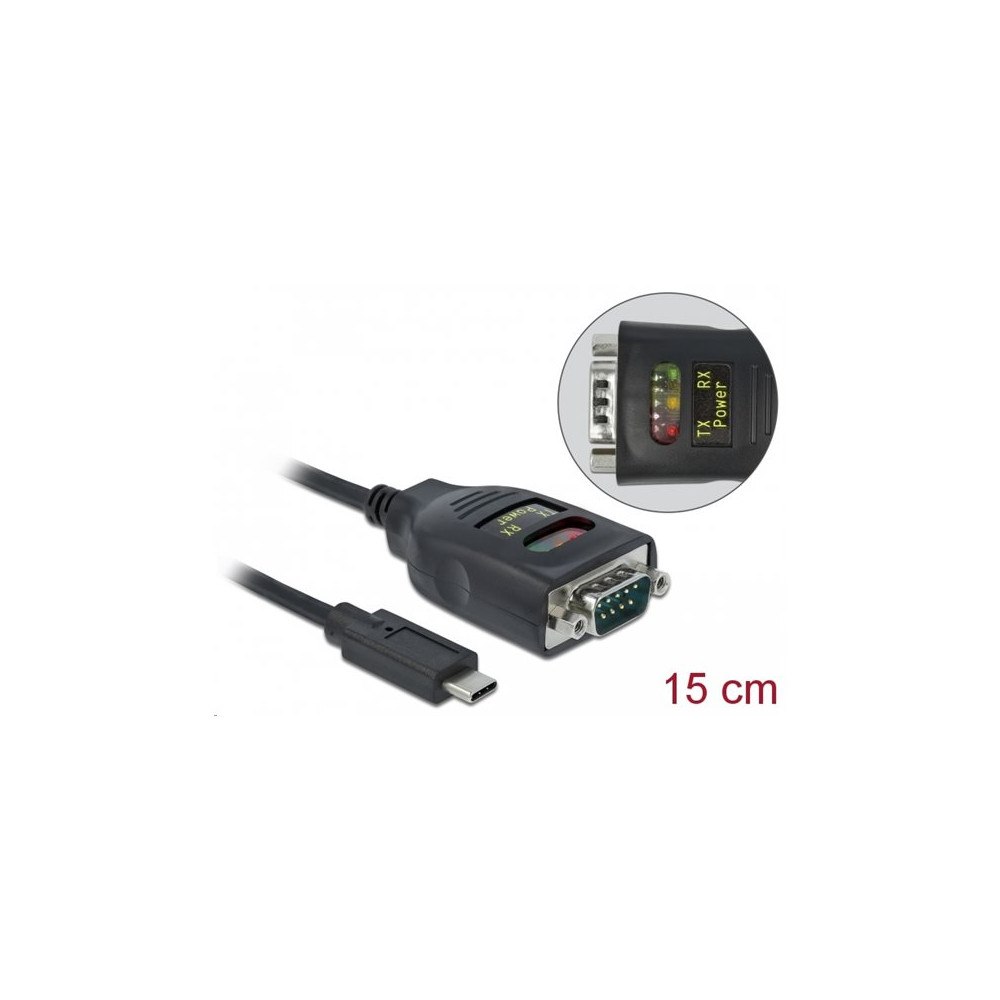 DeLOCK Delock Adapter USB Type-C to 1 x Serial RS-232 DB9 with 15 kV ESD protection - seriell adapter - USB-C - RS-232 x 1