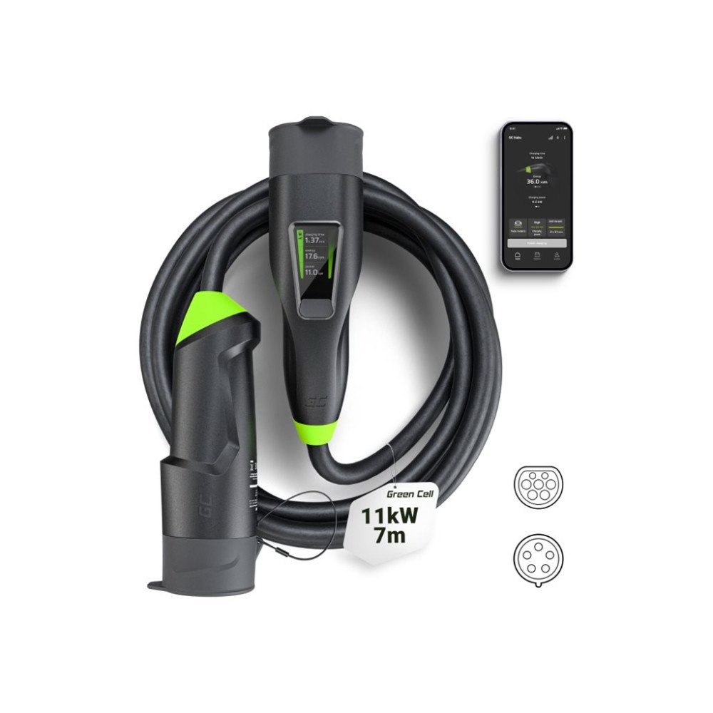 Green Cell Green Cell Habu EV-laddningsstation - 7 m, 2-i-1, med GC App - IEC 60309 - 11 kW