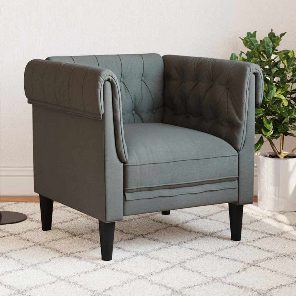 vidaXL Chesterfield Soffa Stol Mörkgrå 78.5 x 74.5 x 74.5 cm tyg