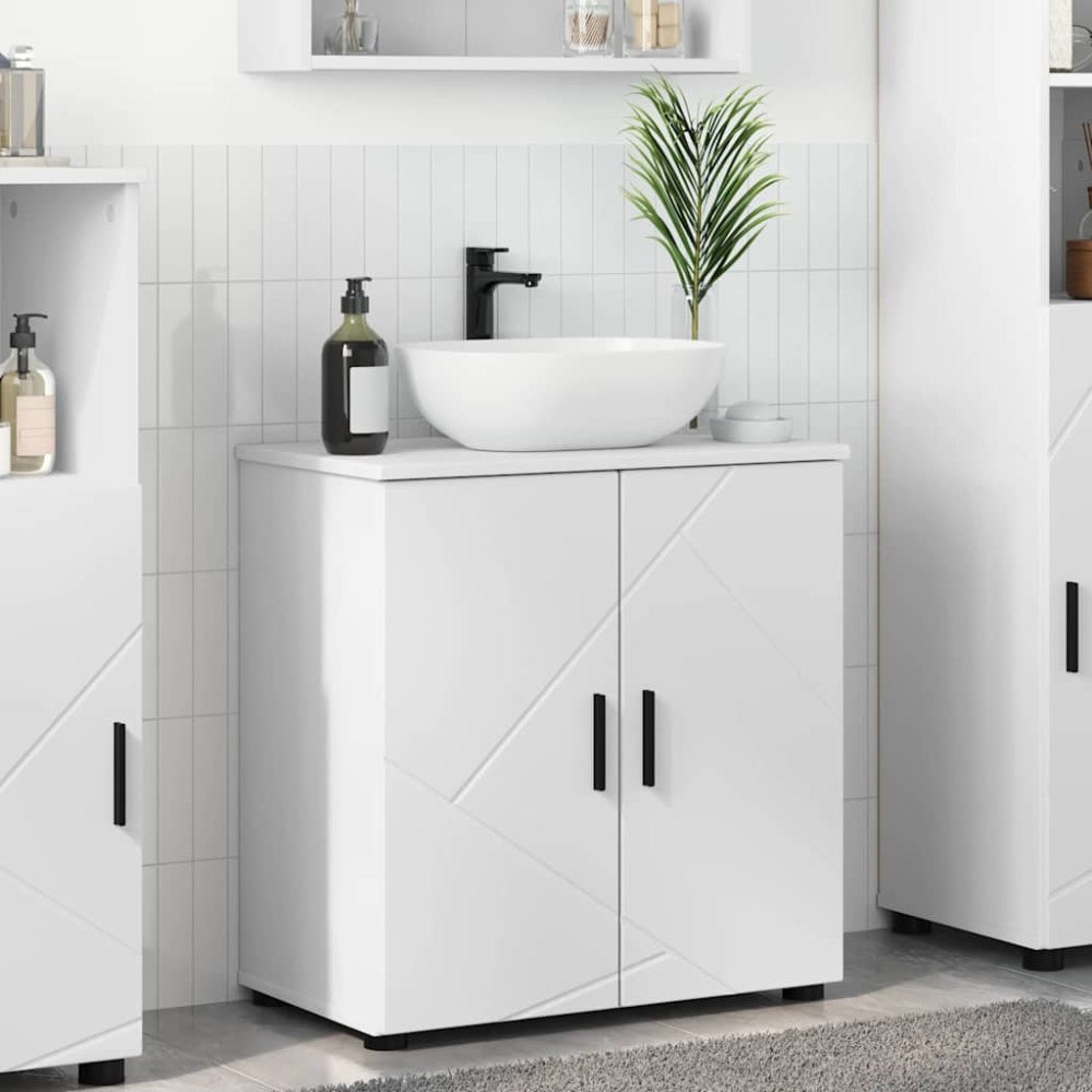 vidaXL Badrumsskåp med hylla Vit 61 x 35 x 64 cm Konstruerat trä