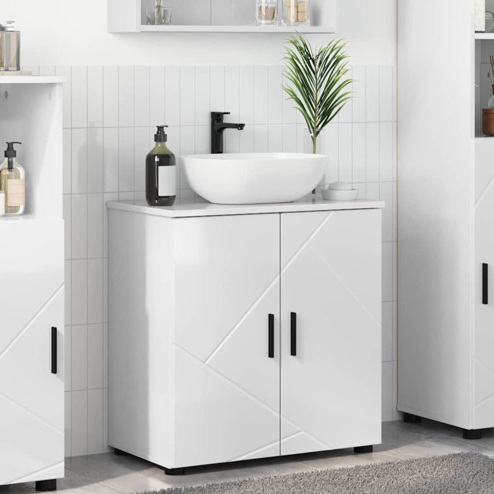 vidaXL Badrumsskåp Vit högglans 61 x 35 x 64 cm Konstruerat trä