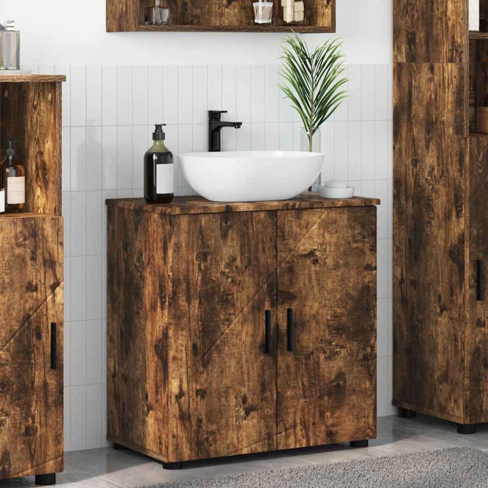 vidaXL Badrumsskåp Rökfärgad ek 61 x 35 x 64 cm Konstruerat trä