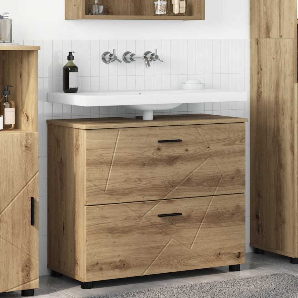 vidaXL Badrumsskåp artisan ek 76.5 x 35 x 64 cm Konstruerat trä
