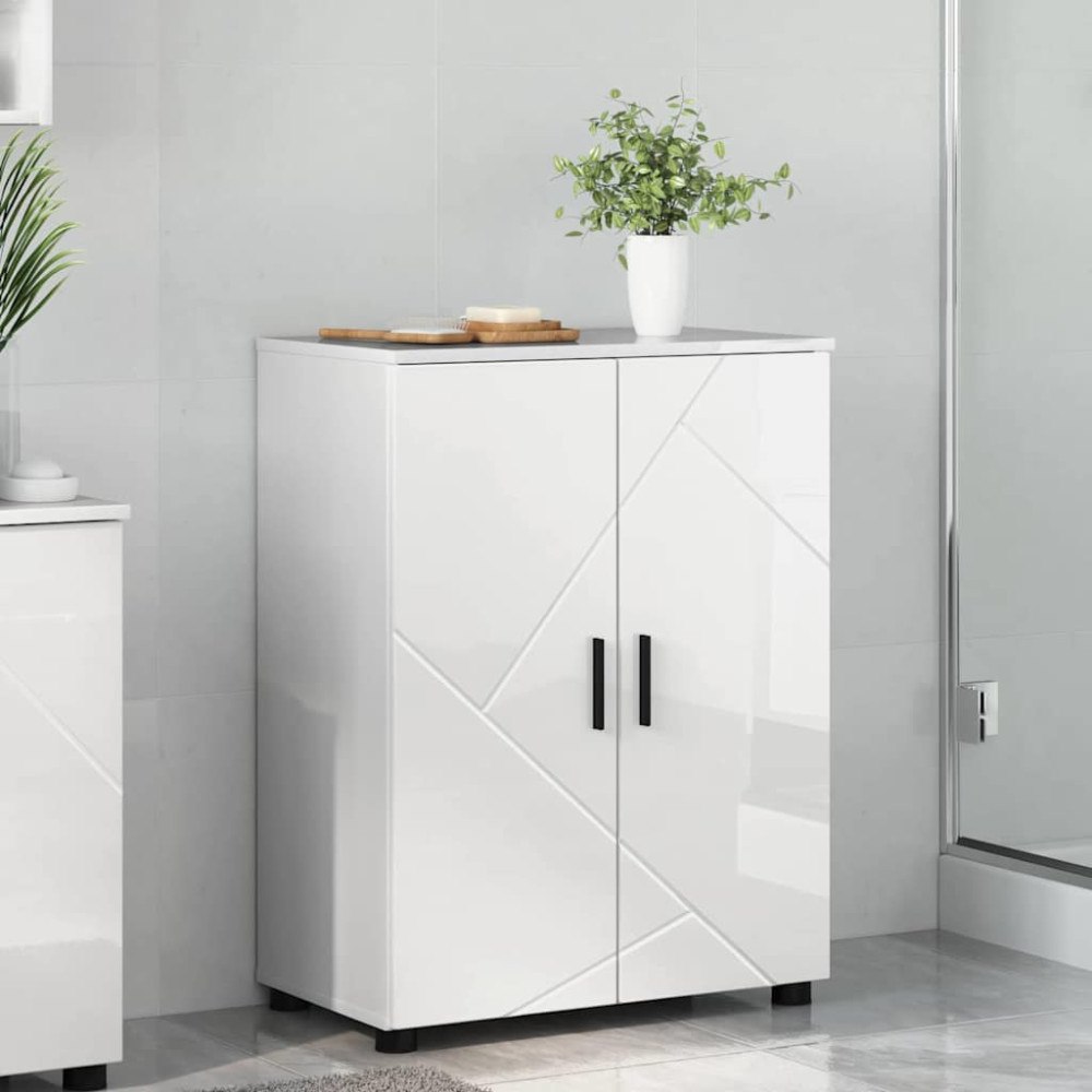 vidaXL Badrumsskåp Vit högglans 60 x 35 x 80 cm Konstruerat trä