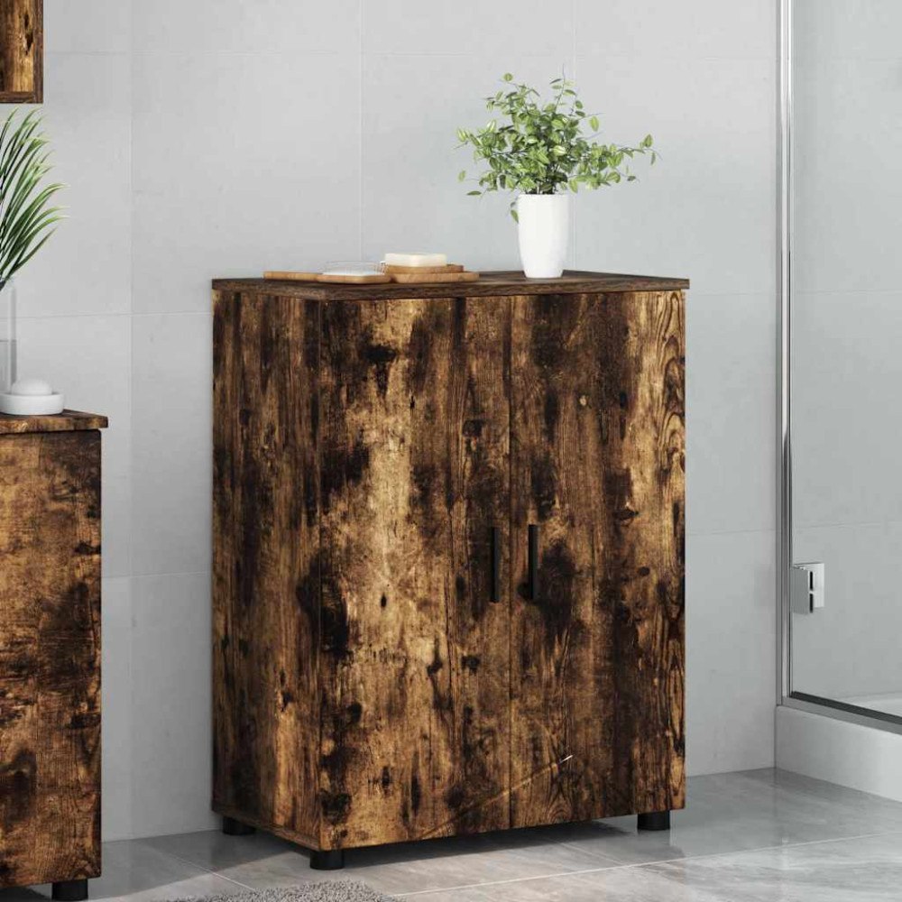vidaXL Badrumsskåp Rökfärgad ek 60 x 35 x 80 cm Konstruerat trä