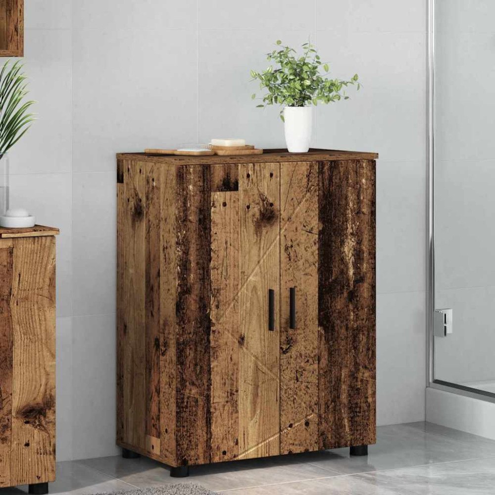 vidaXL Badrumsskåp Gammalt trä 60 x 35 x 80 cm Konstruerat trä