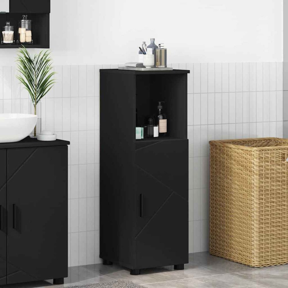 vidaXL Badrumsskåp med hylla Svart 30 x 35 x 95 cm Konstruerat trä