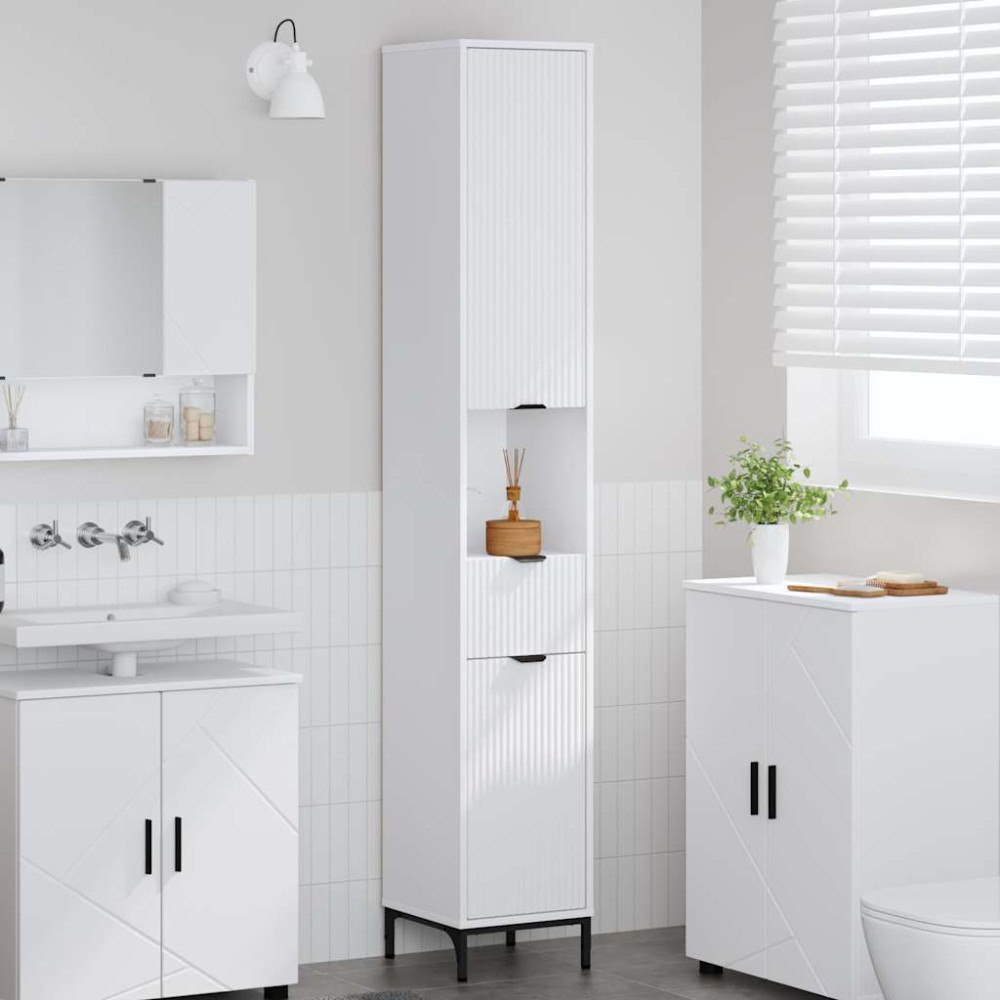 vidaXL Badrumshögt skåp Vit 31,5 x 33 x 190 cm Konstruerat trä