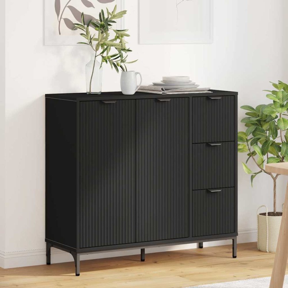 vidaXL Sideboard med låda Svart 89,5 x 33 x 82 cm Konstruerat trä