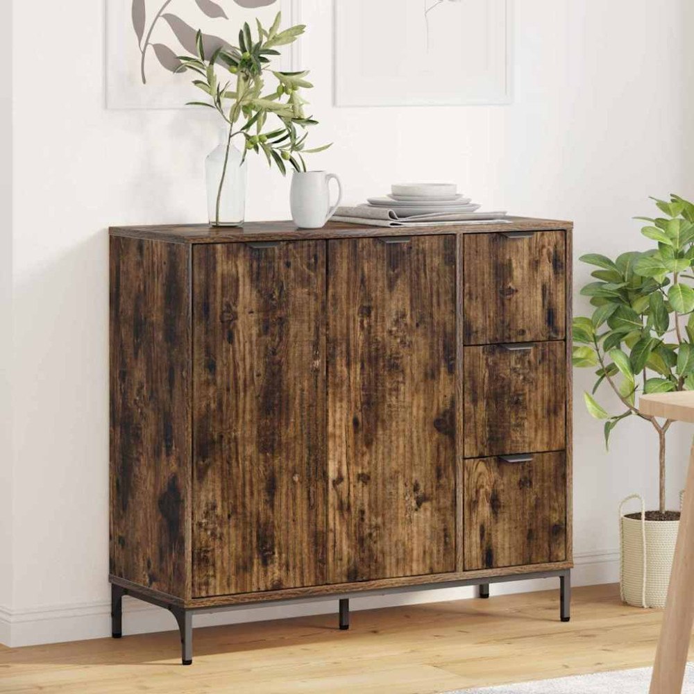 vidaXL Sideboard Rökfärgad ek 89,5 x 33 x 82 cm Konstruerat trä