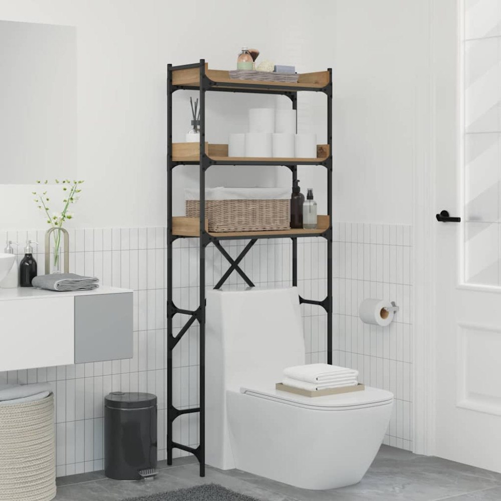 vidaXL Tvättmaskins hylla med hylla 67 x 25 x 163 cm Konstruerat trä