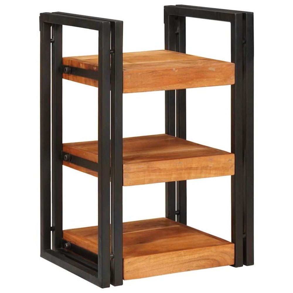 vidaXL Sängbord Brun och svart 38 x 33 x 58 cm Massivt Trä Akacia