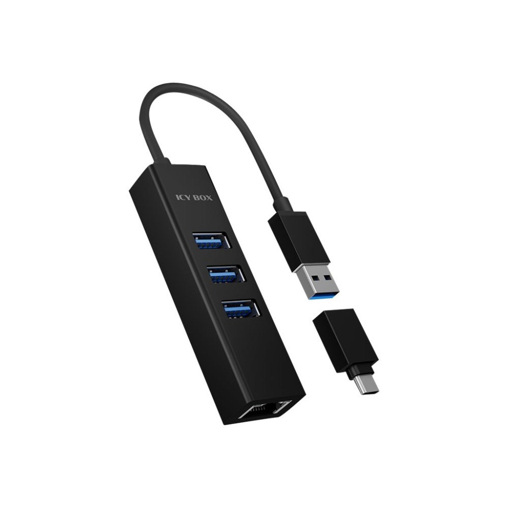 RaidSonic Technology ICY BOX IB-HUB1419-LAN - hubb - 3 portar