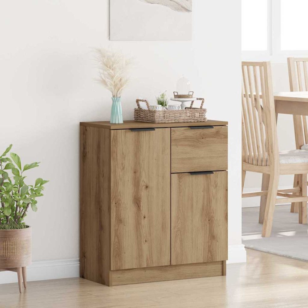 vidaXL Sideboard med låda artisan ek 60 x 30 x 70 cm Konstruerat trä