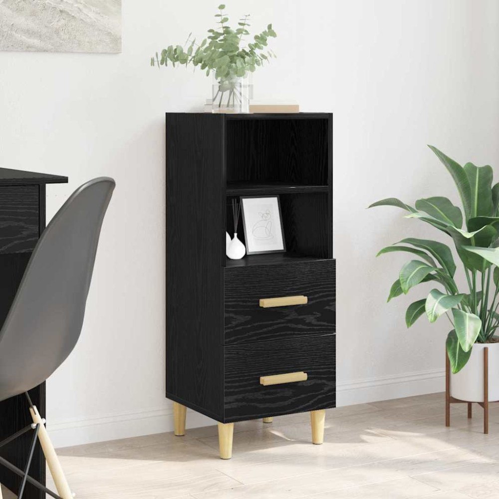 vidaXL Sideboard med låda Svart ek 34 x 34,5 x 90 cm Konstruerat trä