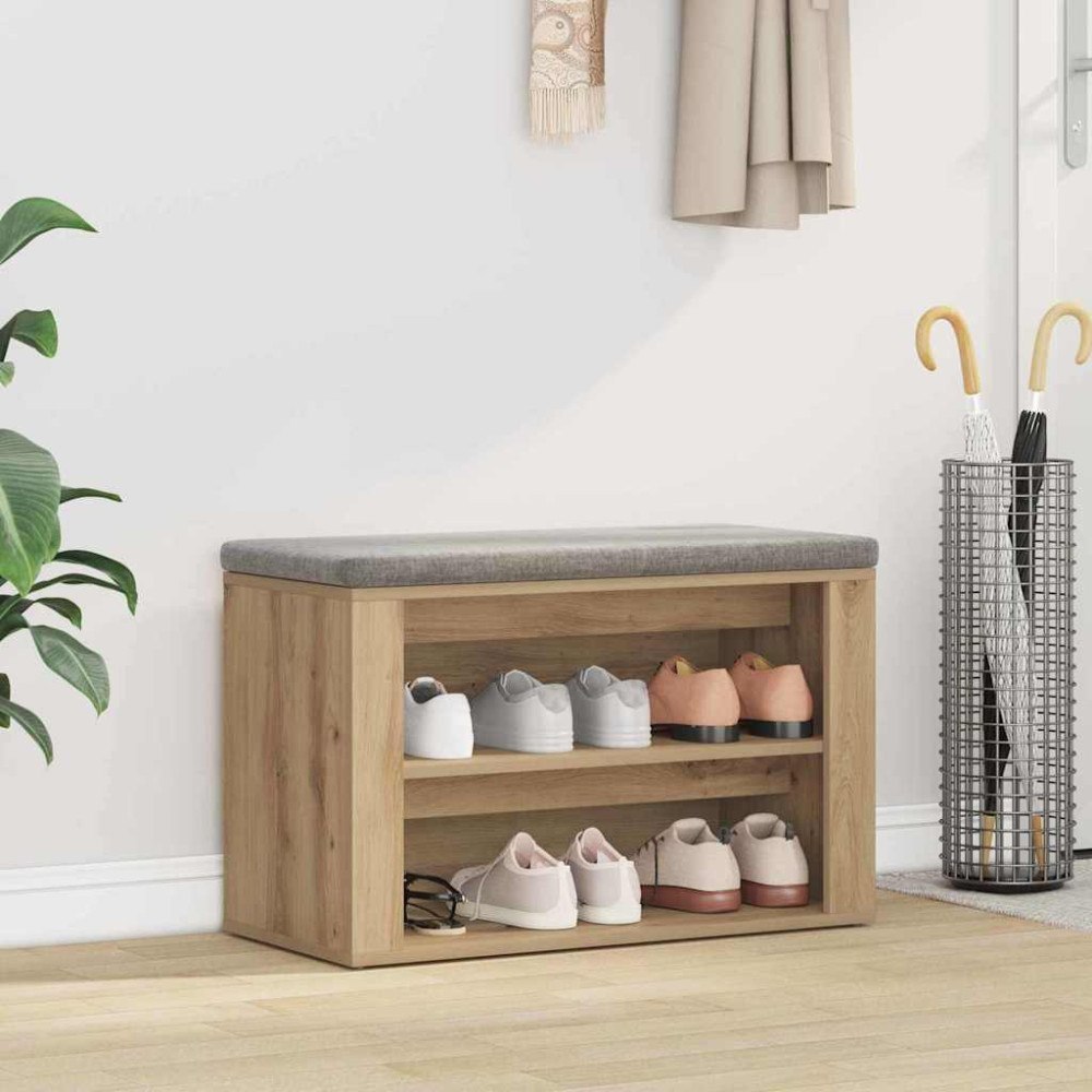 vidaXL Skoställ med hylla artisan ek 75 x 35 x 45 cm Konstruerat trä
