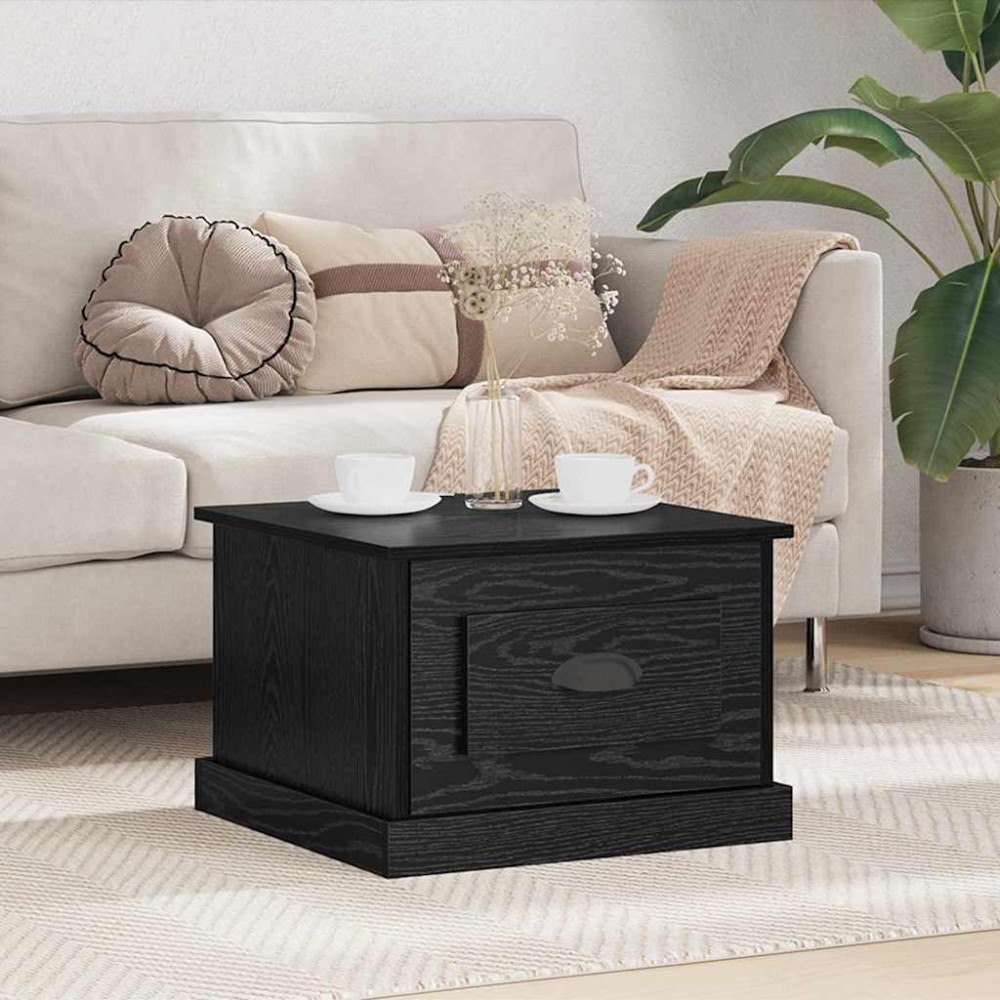 vidaXL Kaffeebord with Drawer Svart ek 50 x 50 x 35 cm Konstruerat trä