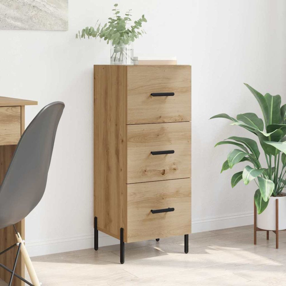 vidaXL Sideboard med låda artisan ek 34 x 34,5 x 90 cm Konstruerat trä