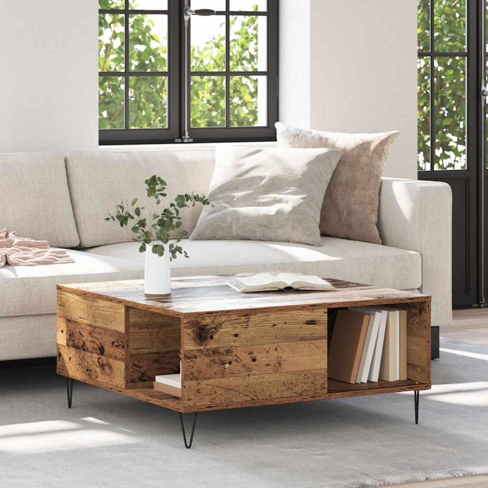 vidaXL Kaffeebord Gammalt trä 80 x 80 x 36.5 cm Konstruerat trä