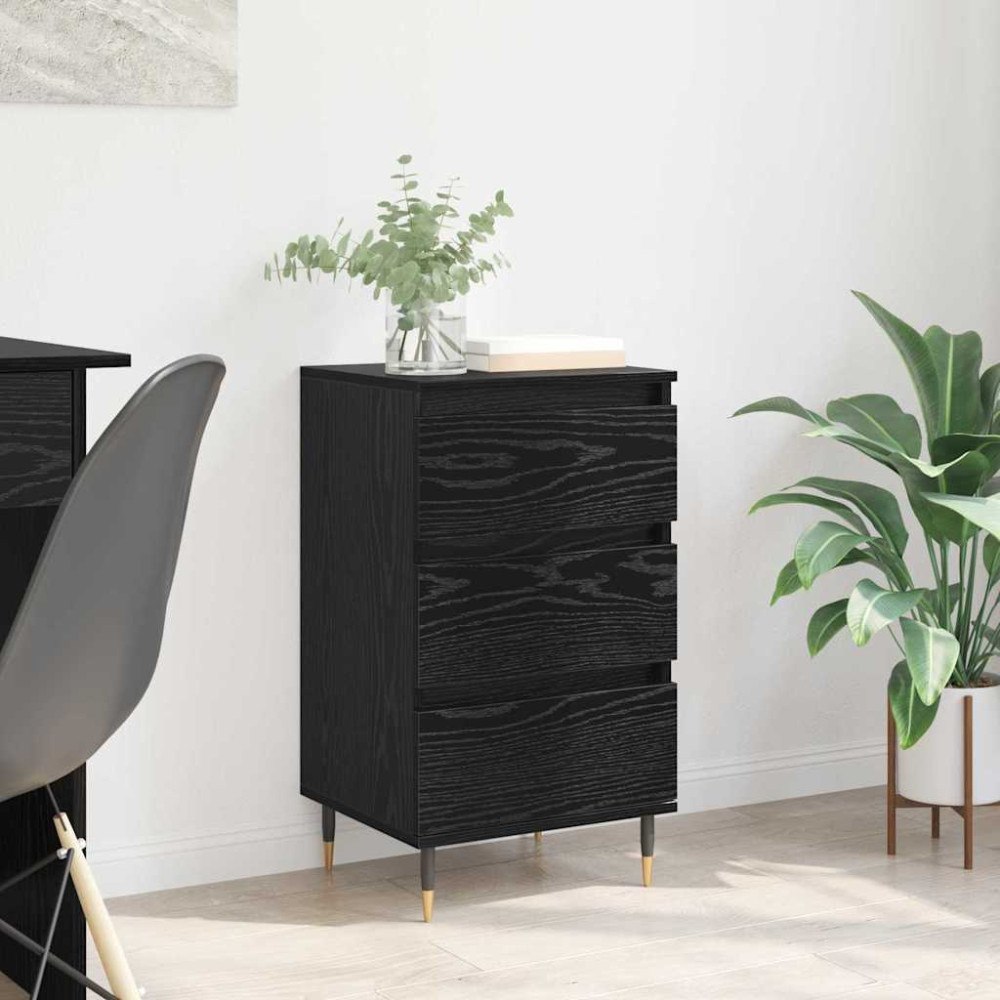 vidaXL Sideboard med låda Svart ek 35 x 40 x 70 cm Konstruerat trä
