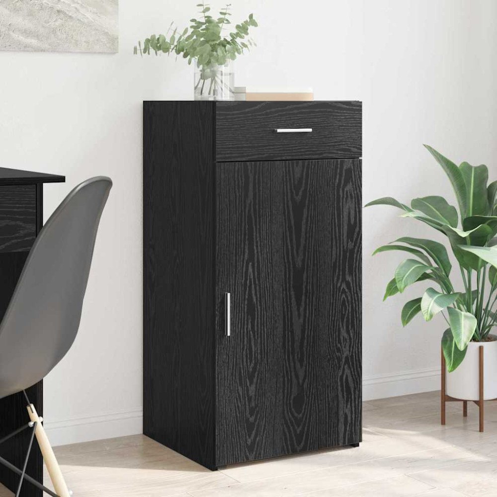 vidaXL Sideboard med låda Svart ek 42.5 x 40 x 93 cm Konstruerat trä