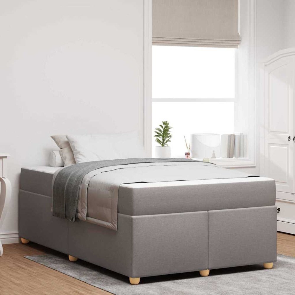 vidaXL Sängram med madrass Taupe 120 x 190 cm tyg