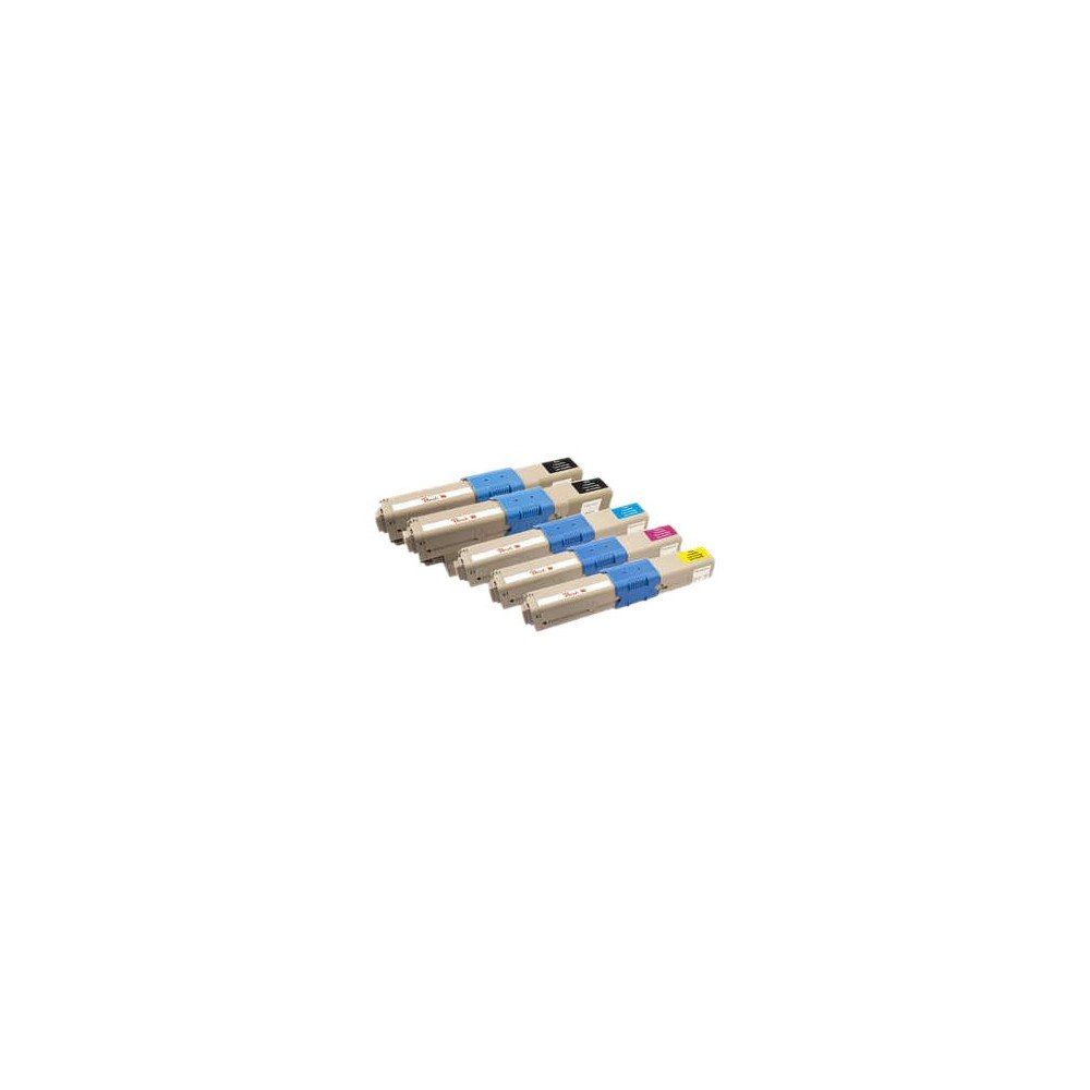 Peach Peach Combi-Pack PLUS - 5-pack - svart, gul, cyan, magenta - kompatibel - återanvänd - tonerkassett (alternativ för: OKI...